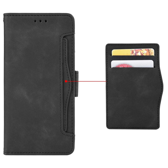 For vivo Y19s 4G / Y29 5G Leather Case Phone Wallet Cover with Multiple Card Slots - Black - 6