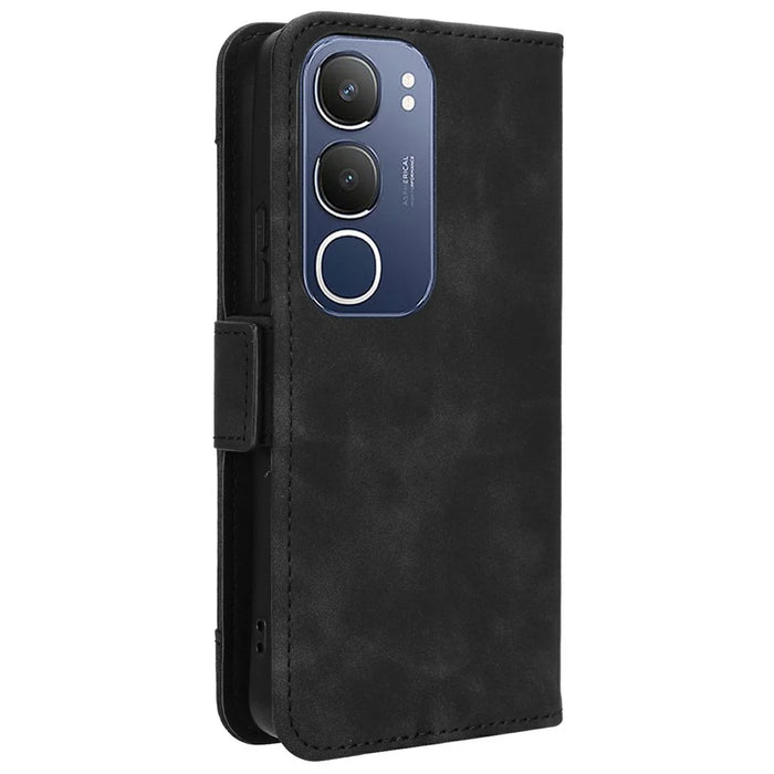 For vivo Y19s 4G / Y29 5G Leather Case Phone Wallet Cover with Multiple Card Slots - Black - 7