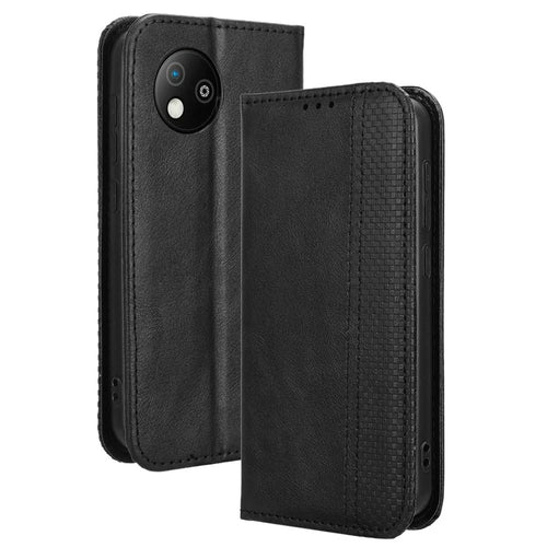 For ZTE Blade A35 Lite / A35 Core Leather Case Wallet Stand Retro Texture Phone Cover - Black - 1