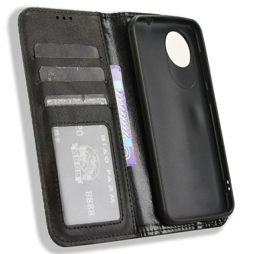 For ZTE Blade A35 Lite / A35 Core Leather Case Wallet Stand Retro Texture Phone Cover - Black - 4