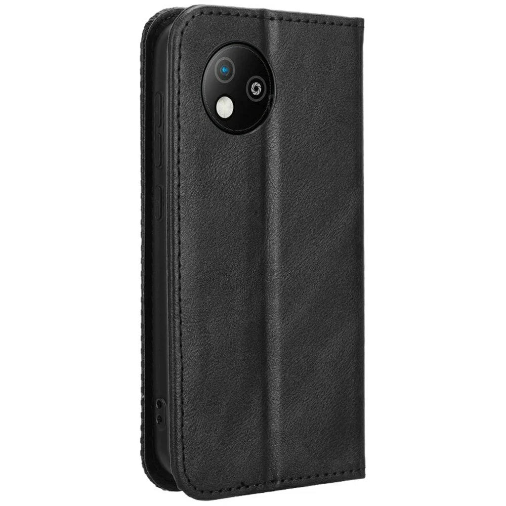 For ZTE Blade A35 Lite / A35 Core Leather Case Wallet Stand Retro Texture Phone Cover - Black - 7