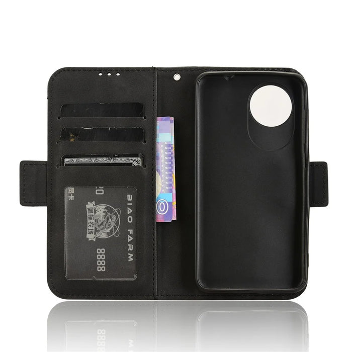 For ZTE Blade A35 Lite / A35 Core Leather Case Phone Wallet Cover with Multiple Card Slots - Black - 3