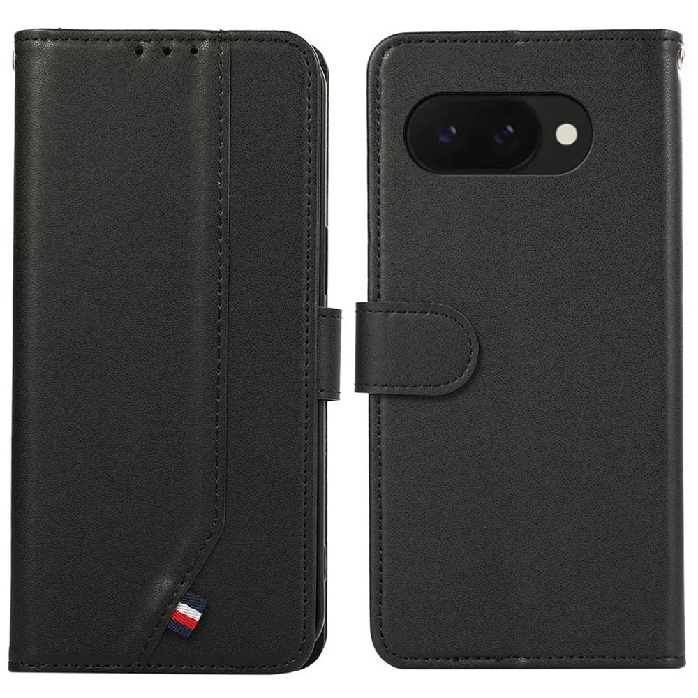 For Google Pixel 9a Case RFID Blocking Flip Leather Phone Cover - Black - 1