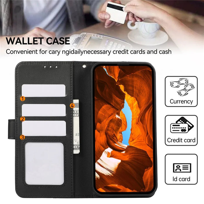 For Google Pixel 9a Case RFID Blocking Flip Leather Phone Cover - Black - 6
