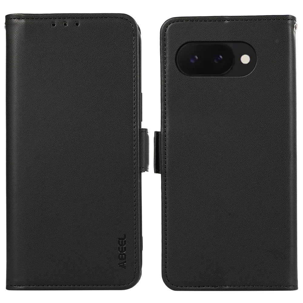 ABEEL For Google Pixel 9a Case Leather Phone Cover with RFID Blocking Wallet - Black - 1