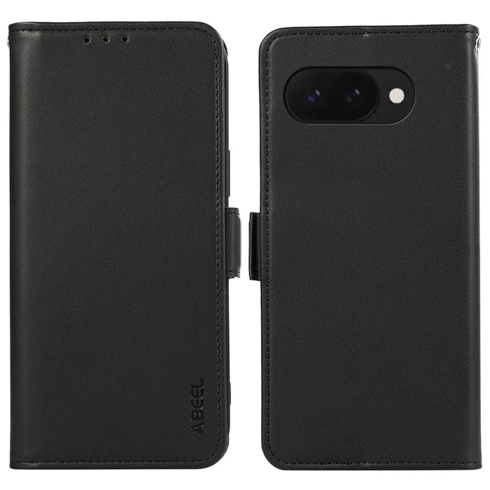 ABEEL For Google Pixel 9a Case Leather Phone Cover with RFID Blocking Wallet - Black - 1