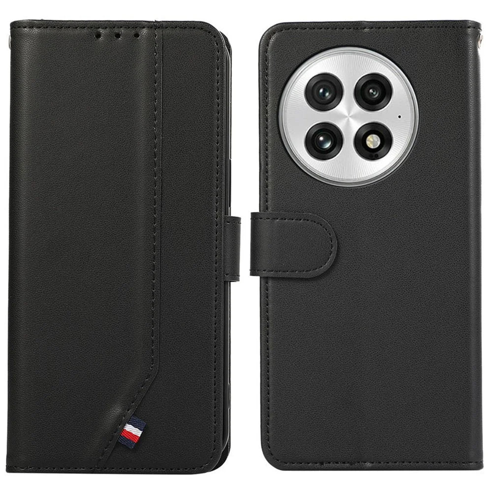 For OnePlus 13 Case RFID Blocking Flip Leather Phone Cover - Black - 1