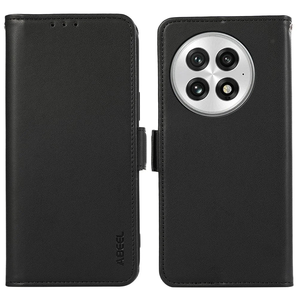 ABEEL For OnePlus 13 Case Leather Phone Cover with RFID Blocking Wallet - Black - 1