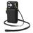 BKS-003 For iPhone 16 Case Tri-Fold Card Holder Kickstand TPU+Leather Back Cover with Shoulder Strap - Black - 2