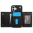 BKS-003 For iPhone 16 Case Tri-Fold Card Holder Kickstand TPU+Leather Back Cover with Shoulder Strap - Black - 4