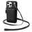 BKS-003 For iPhone 16 Pro Case Tri-Fold Card Holder Kickstand TPU+Leather Back Cover with Shoulder Strap - Black - 2