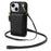 BKS-003 For iPhone 15 Case Tri-Fold Card Holder Kickstand TPU+Leather Back Cover with Shoulder Strap - Black - 2