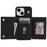 BKS-003 For iPhone 15 Case Tri-Fold Card Holder Kickstand TPU+Leather Back Cover with Shoulder Strap - Black - 4