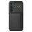 For Samsung Galaxy A55 5G Case Tri-Fold Card Holder Kickstand TPU+Leather Back Cover with Shoulder Strap - Black - 2