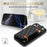 For iPhone 15 Pro Case with Wrist Strap Card Slots Rhombus Leather+TPU Phone Cover - Black - 7