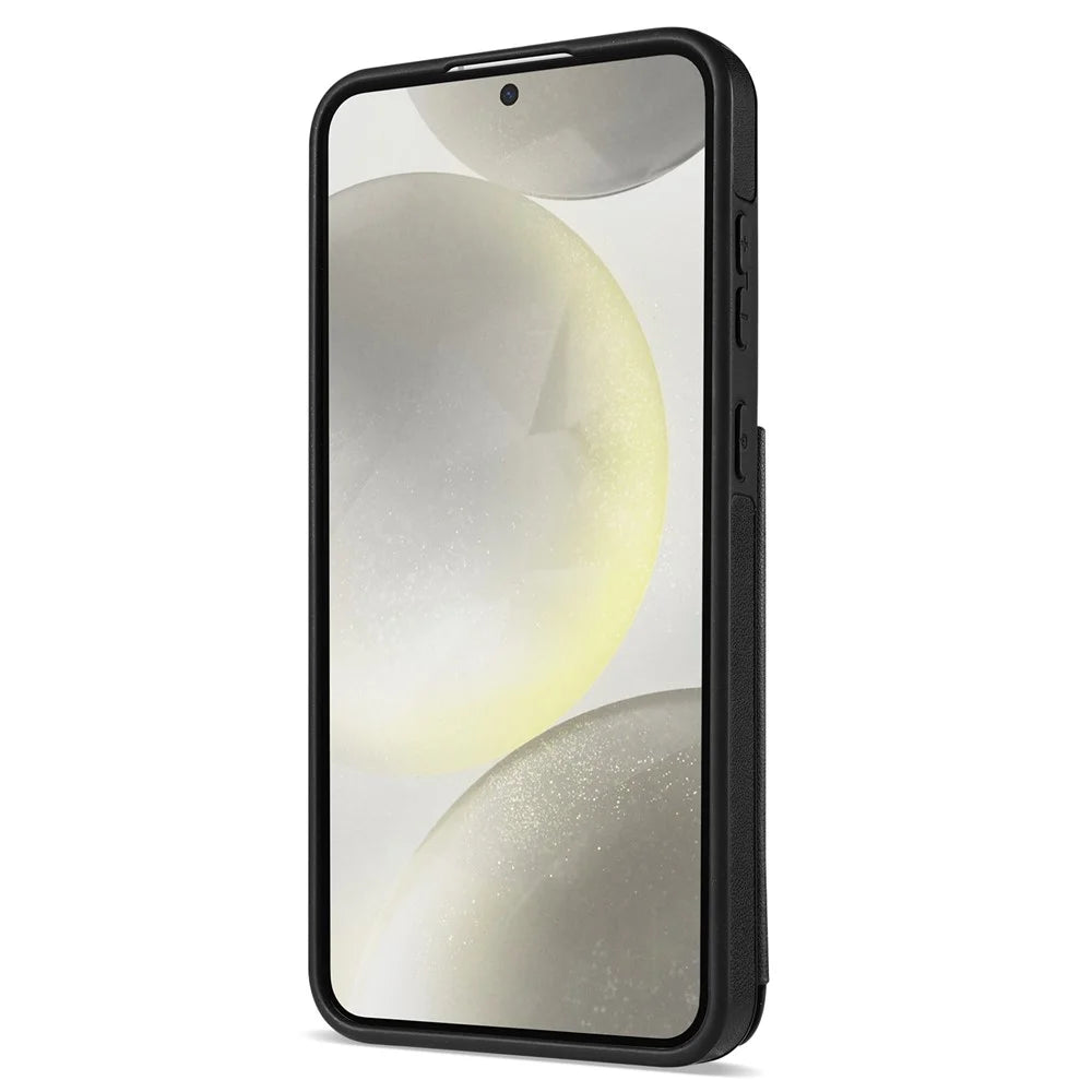 For Samsung Galaxy S24 FE Case with Wrist Strap Card Slots Rhombus Leather+TPU Phone Cover - Black - 3
