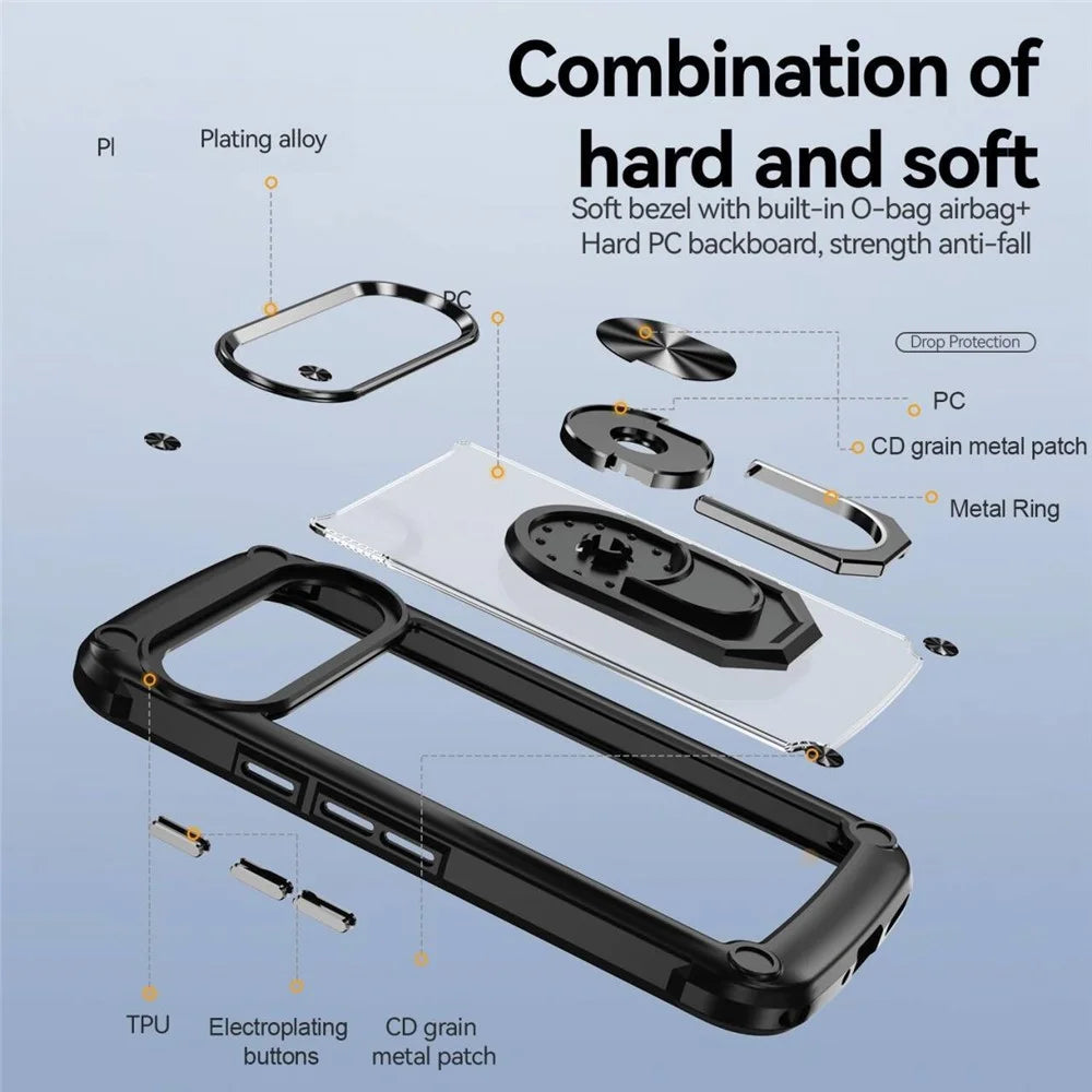 For Google Pixel 9 Pro  /  Pixel 9 Case Alloy Lens Frame PC + TPU Kickstand Phone Back Cover - Black - 6