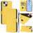 For iPhone 15 Case Solid Color Wallet Leather Phone Cover with Strap - Lemon - 2
