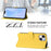 For iPhone 15 Case Solid Color Wallet Leather Phone Cover with Strap - Lemon - 3
