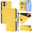 For iPhone 16 Plus Case Solid Color Wallet Leather Phone Cover with Strap - Lemon - 2