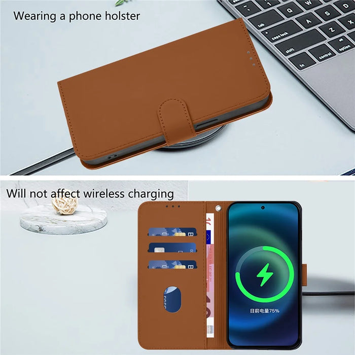 For Samsung Galaxy A37 5G / A56 5G / A36 5G Case Solid Color Wallet Leather Phone Cover with Strap - Brown - 6