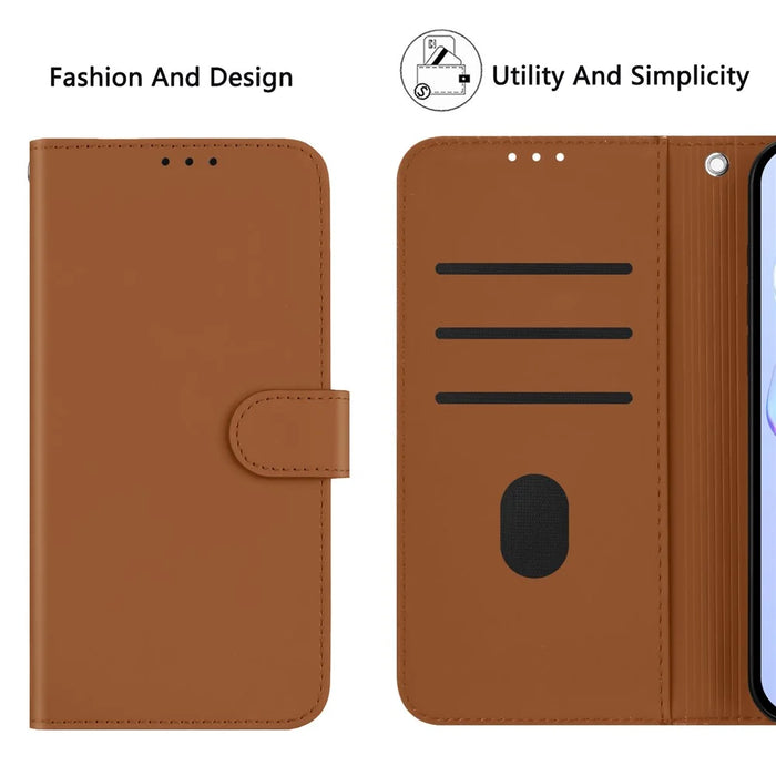 For Samsung Galaxy A37 5G / A56 5G / A36 5G Case Solid Color Wallet Leather Phone Cover with Strap - Brown - 7