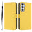 For Samsung Galaxy A14 4G / Galaxy A14 5G Case Solid Color Wallet Leather Phone Cover with Strap - Lemon - 2
