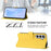 For Samsung Galaxy A14 4G / Galaxy A14 5G Case Solid Color Wallet Leather Phone Cover with Strap - Lemon - 3