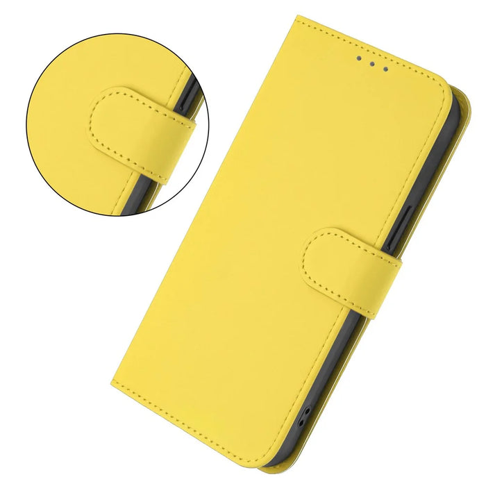 For Samsung Galaxy A14 4G / Galaxy A14 5G Case Solid Color Wallet Leather Phone Cover with Strap - Lemon - 6