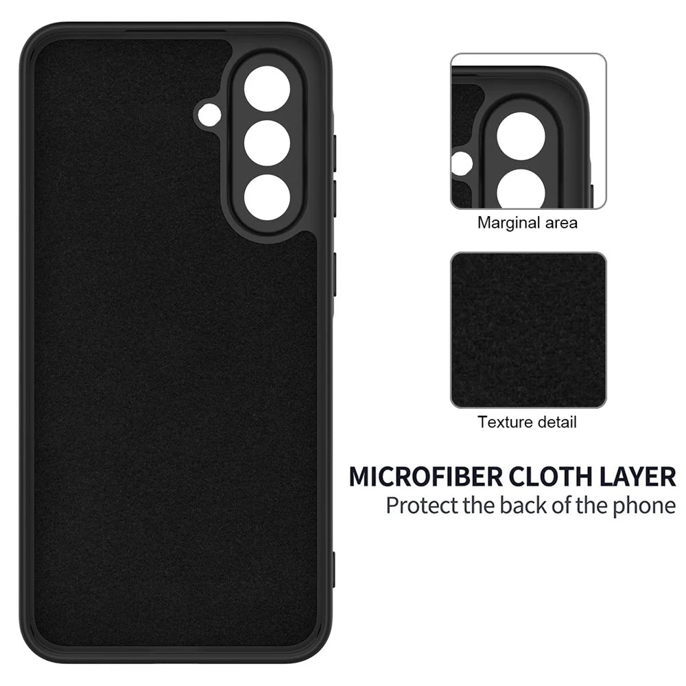 For Samsung Galaxy A36 5G Case Liquid Silicone Phone Back Cover with Hand Strap - Black - 6