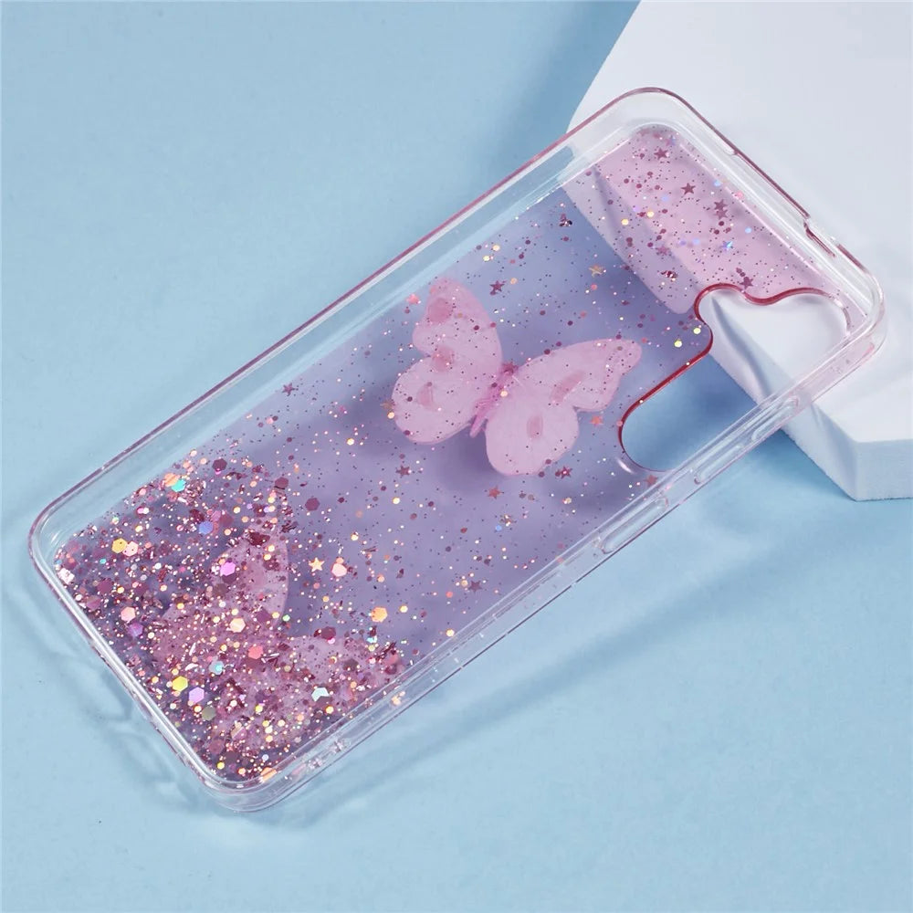 For Samsung Galaxy S25 Case Epoxy PVC Butterfly TPU Aesthetics Phone Cover - Pink - 2