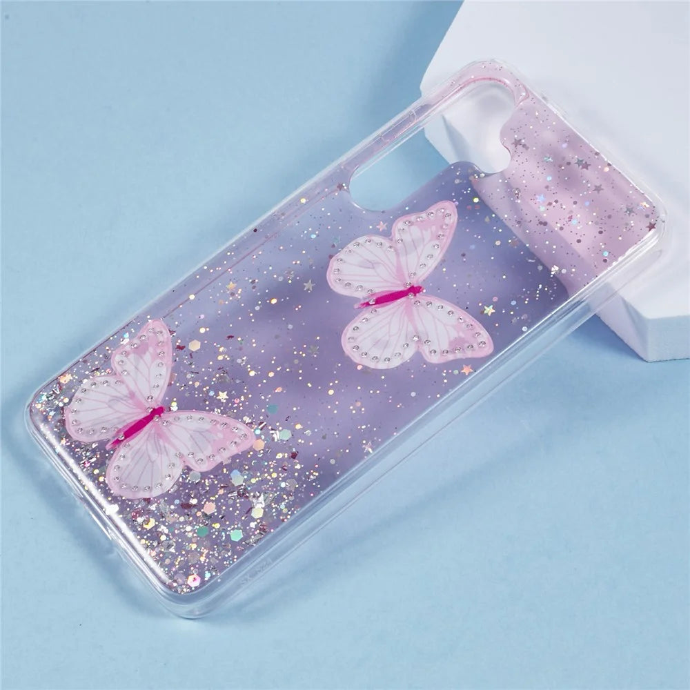 For Samsung Galaxy S25 Case Epoxy PVC Butterfly TPU Aesthetics Phone Cover - Pink - 3