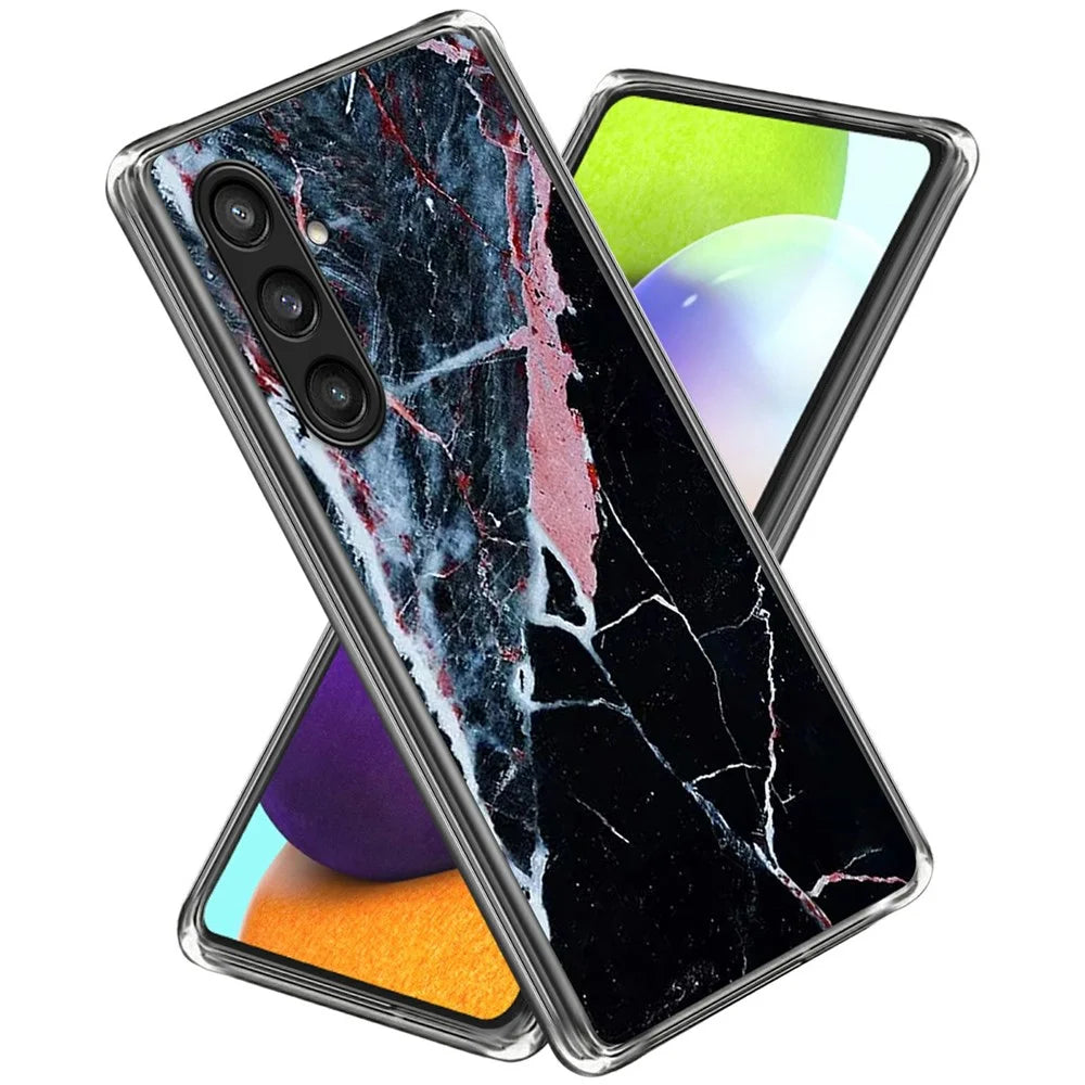 For Samsung Galaxy A56 5G Case Pattern Printing TPU Phone Back Cover - Black Marble - 1