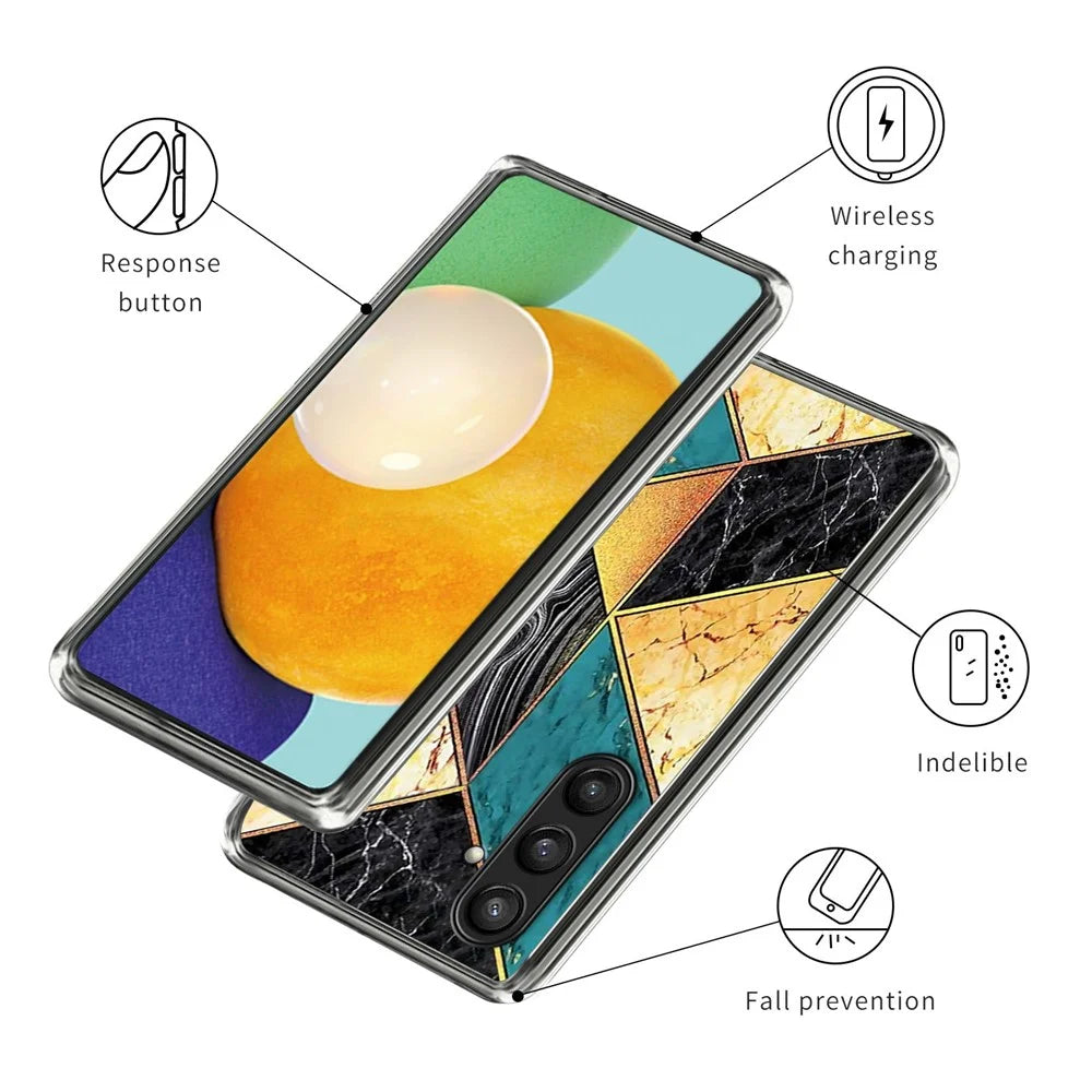 For Samsung Galaxy S24 FE Case Pattern Printing TPU Phone Back Cover - Splicing Marble - 3