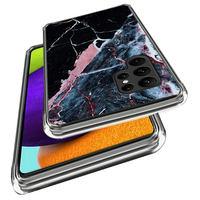 For Samsung Galaxy S25 Ultra Case Pattern Printing TPU Phone Back Cover - Black Marble - 2