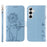 For Samsung Galaxy S25+ / S24+ Leather Case Wallet Phone Cover Dandelion Imprint - Sky Blue - 1