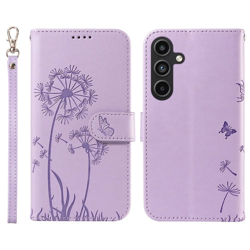 For Samsung Galaxy S23 FE Leather Case Wallet Phone Cover Dandelion Imprint - Purple - 1