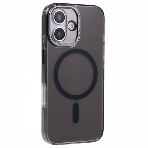 For iPhone 16 Case Compatible with MagSafe TPU+PC Phone Back Cover Rhinestone Decor - Transparent Black - 1