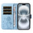 For iPhone 16 Leather Case Wallet Phone Cover Dandelion Imprint - Sky Blue - 2