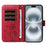 For iPhone 16 Plus Leather Case Wallet Phone Cover Dandelion Imprint - Red - 2