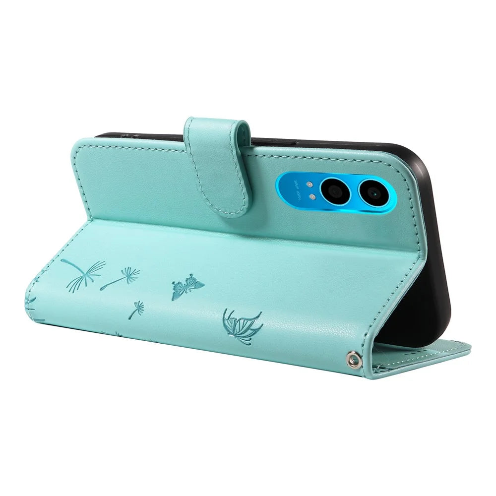 For OnePlus Nord 4 Leather Case Wallet Phone Cover Dandelion Imprint - Green - 6