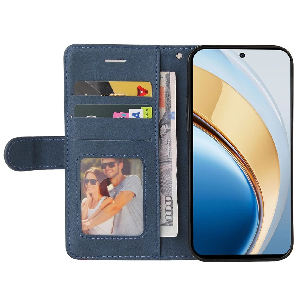 For vivo V40 Lite (Indonesia) 5G / V40 Lite (Indonesia) 4G Leather Case Wallet Stand Color Splicing Phone Cover - Blue - 2