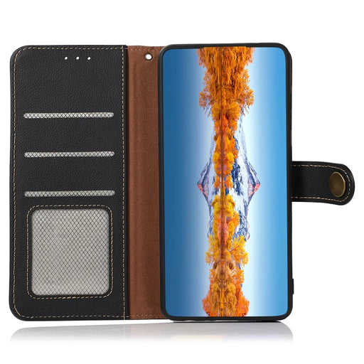 KHAZNEH For Google Pixel 9a Case Genuine Cow Leather RFID Blocking Wallet Phone Cover - Black - 2