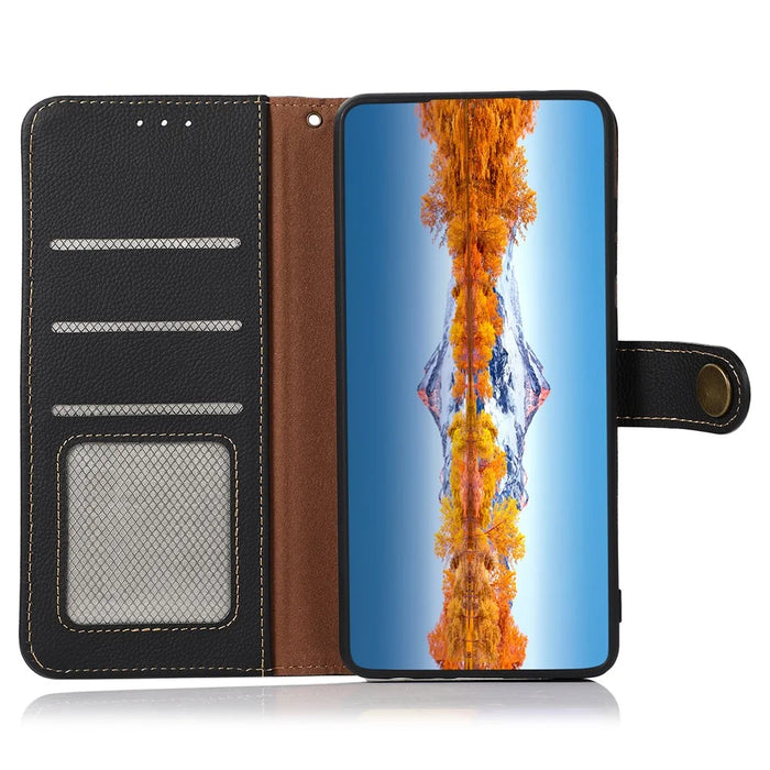 KHAZNEH For Google Pixel 9a Case Genuine Cow Leather RFID Blocking Wallet Phone Cover - Black - 2