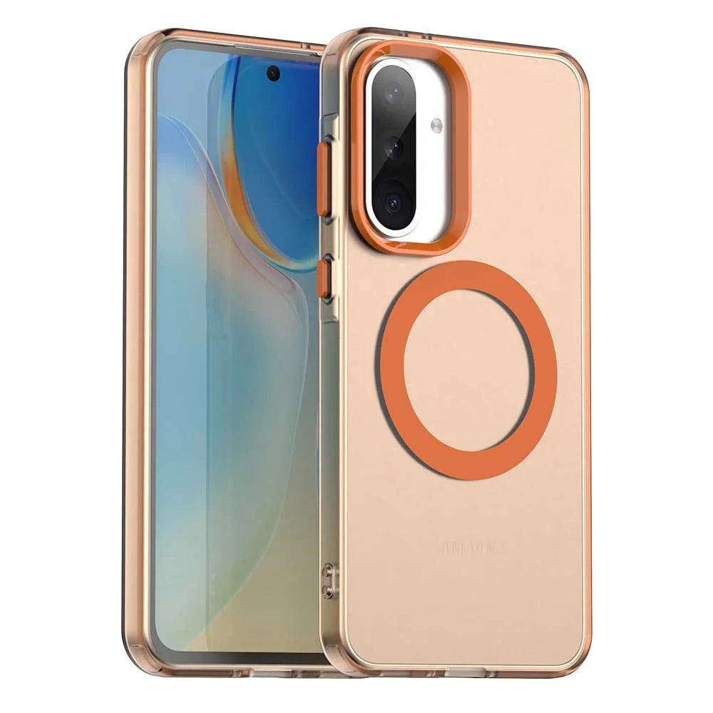 For Samsung Galaxy A36 5G / A56 5G Magnetic Case PC+TPU+PET Anti-Drop Phone Cover - Orange - 1