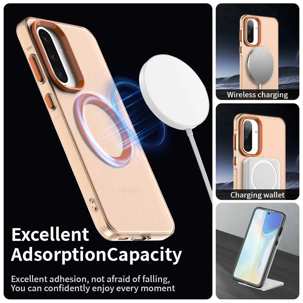 For Samsung Galaxy A36 5G / A56 5G Magnetic Case PC+TPU+PET Anti-Drop Phone Cover - Orange - 3