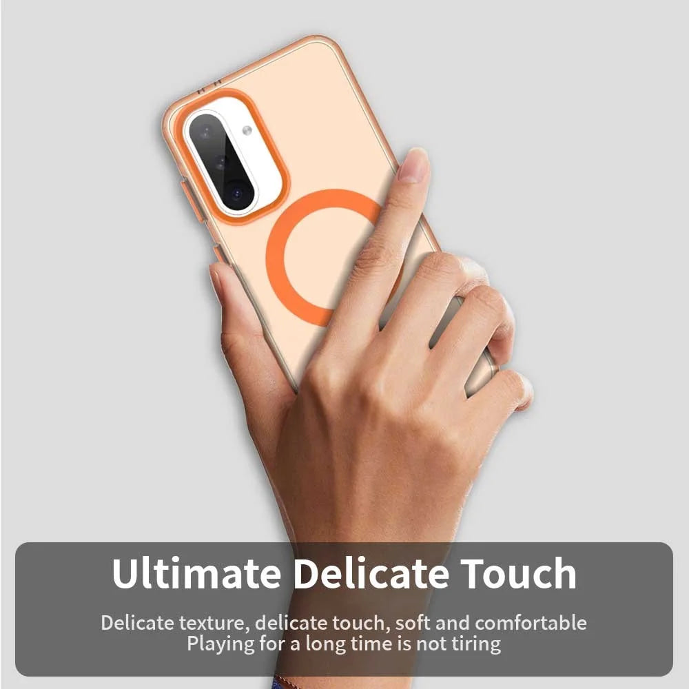 For Samsung Galaxy A36 5G / A56 5G Magnetic Case PC+TPU+PET Anti-Drop Phone Cover - Orange - 5