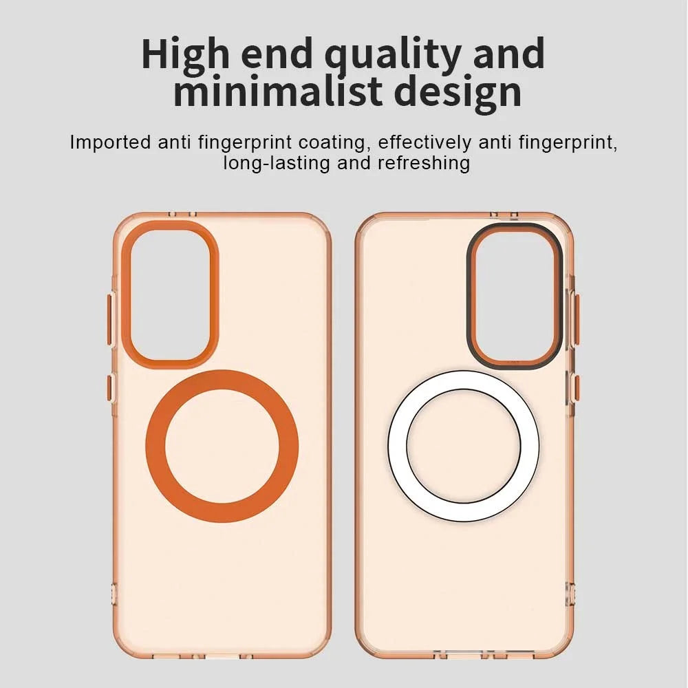For Samsung Galaxy A36 5G / A56 5G Magnetic Case PC+TPU+PET Anti-Drop Phone Cover - Orange - 6