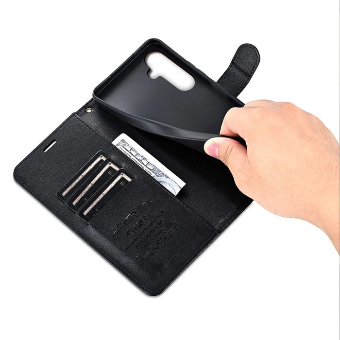 AZNS For Samsung Galaxy S25+ Case Anti-Scratch PU Leather Stand Wallet Phone Cover - Black - 5
