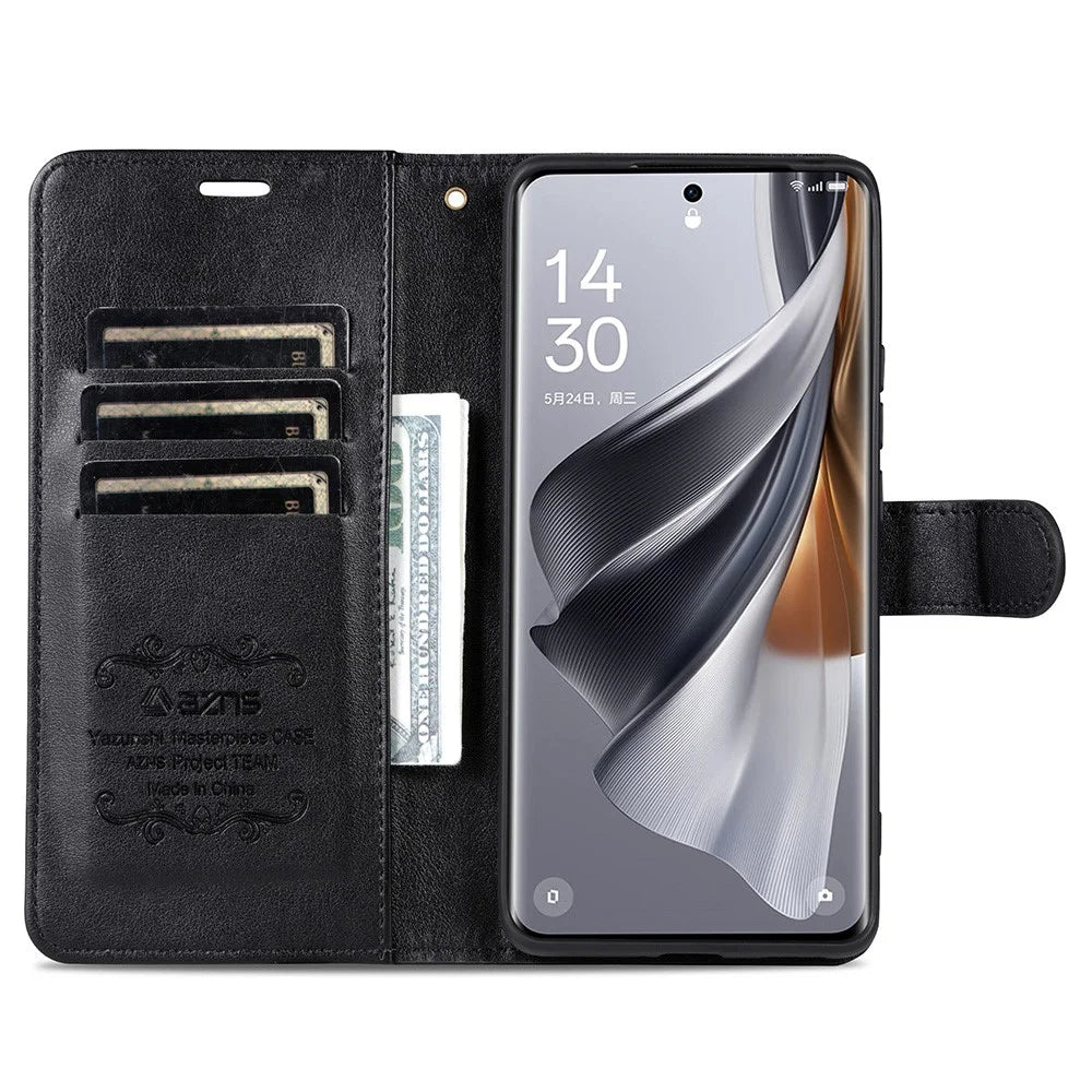 AZNS For Samsung Galaxy S24 Ultra Case Anti-Scratch PU Leather Stand Wallet Phone Cover - Black - 2